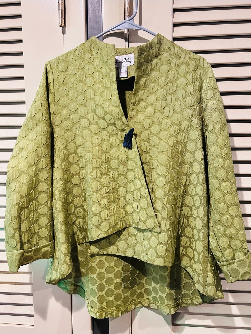 Joseph Ribkoff Light Lime Green Textured Dot Jacket